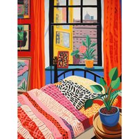 Artery8 Wall Art Print The Artist's Bedroom Henri Matisse Style Vibrant Patterns Colourful Oil Painting Poster | Size: W18" x H24"