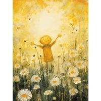 Wall Art Print Sunshine Happiness & Flowers Everywhere Simple Bedroom Nursery Artwork Poster W24" x H32"