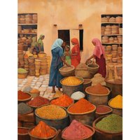 Artery8 Wall Art Print Traditional Rural Indian Food Market Watercolour Artwork Spices Herbs Poster in Beige | Size: W24" x H32"