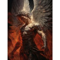 Artery8 Wall Art Print Archangel Michael Powerful Warrior Conceptual Artwork Champion of Justice Armour Angel Wings Poster in Grey | Size: W24" x H32"