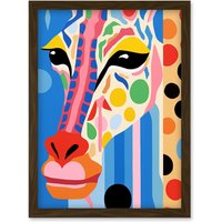 Artery8 Wall Art Print I Woke Up Like This Giraffe Henri Matisse Style Artwork Vibrant Abstract Portrait Artwork Framed A4 in Brown