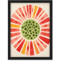 Artery8 Wall Art Print Abstract Watermelon Kitchen Artwork Bright Colourful Pastel Pigments Artwork Framed A4 in Black