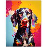 Artery8 Wall Art Print Shorthaired German Pointer Dog Lover Gift Pet Portrait Colourful Artwork Painting Poster | Size: W24" x H32"