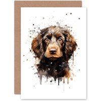 Artery8 Cockapoo Lovers Gift Watercolour Pet Portrait Painting Artwork Greeting Card