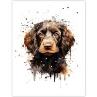 Artery8 Wall Art Print Cockapoo Lovers Gift Watercolour Pet Portrait Painting Artwork Poster | Size: W18" x H24"