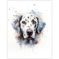 Artery8 Wall Art Print Dalmatian Lovers Gift Watercolour Pet Portrait Painting Artwork Poster | Size: W18" x H24"