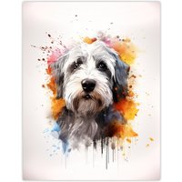 Artery8 Wall Art Print Old English Sheep Dog Lovers Gift Watercolour Pet Portrait Painting Artwork Poster | Size: W18" x H24"