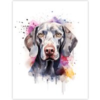 Artery8 Wall Art Print Weimaraner Lovers Gift Watercolour Pet Portrait Painting Artwork Poster | Size: W18" x H24"