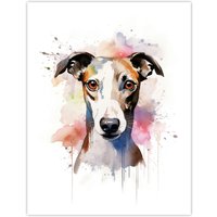 Artery8 Wall Art Print Whippet Lovers Gift Watercolour Pet Portrait Painting Artwork Poster | Size: W18" x H24"