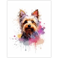 Artery8 Wall Art Print Yorkshire Terrier Lovers Gift Watercolour Pet Portrait Painting Artwork Poster | Size: W18" x H24"