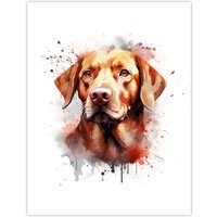 Artery8 Wall Art Print Red Labrador Retriever Lovers Gift Watercolour Pet Portrait Painting Artwork Poster | Size: W18" x H24"
