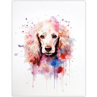 Artery8 Wall Art Print Poodle Lovers Gift Watercolour Pet Portrait Painting Artwork Poster | Size: W24" x H32"
