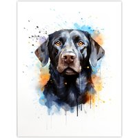Artery8 Wall Art Print Black Labrador Retriever Lovers Gift Watercolour Pet Portrait Painting Artwork Poster | Size: W24" x H32"