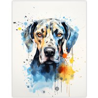 Artery8 Wall Art Print Great Dane Lovers Gift Watercolour Pet Portrait Painting Artwork Poster | Size: W12" x H16"