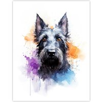 Artery8 Wall Art Print Scottish Terrier Lovers Gift Watercolour Pet Portrait Painting Artwork Poster | Size: W12" x H16"