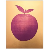 Wee Blue Coo Wall Art Print Plum Apple On Gold Simple Colour Block Minimalist Kitchen Painting Poster | Size: W24" x H32"