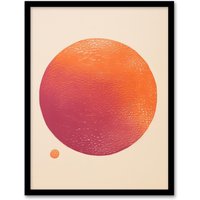 Wee Blue Coo Wall Art Print Orange Sun Abstract Minimalism Amber Purple Oil Painting Art Framed | Size: A4