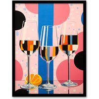 Wee Blue Coo Wall Art Print Prosecco Party Colourful Pink Blue Gender Reveal Baby Shower Geometric Painting Art Framed | Size: A4