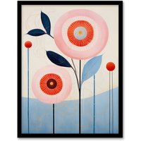 Wee Blue Coo Wall Art Print Kaleidoscope Blossom Oil Painting Pastel Colour Pink Blue Boho Geometric Art Framed | Size: W12" x H16"