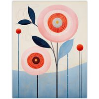 Wee Blue Coo Wall Art Print Kaleidoscope Blossom Oil Painting Pastel Colour Pink Blue Boho Geometric Poster | Size: W12" x H16"