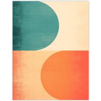 Wee Blue Coo Wall Art Print Teal Swipe Left Orange Swipe Right Abstract Cold & Hot Match Painting Poster | Size: W12" x H16"