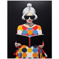 Wee Blue Coo Wall Art Print Creative Scholar Book Lovers Fun Bright Living Room in Black | Size: W18" x H24"