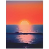 Wee Blue Coo Wall Art Print Morning Glory Sunset on Sea Orange Blue Living Room | Size: W18" x H24"