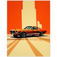 Wee Blue Coo Wall Art Print Wall Cracks Orange Sports Motor Car Living Room | Size: W18" x H24"