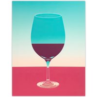 Wee Blue Coo Wall Art Print Burgundy Merlot Wine Lover Kitchen Bar Living Room in Blue | Size: W24" x H32"