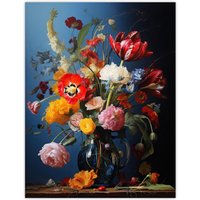 Wee Blue Coo Wall Art Print Bursting With Beauty Floral Bouquet Living Room | Size: W24" x H32"