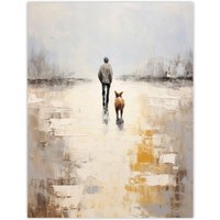 Wee Blue Coo Wall Art Print Dog Walkers Dream Simple Calm Neutral Living Room in Beige | Size: W24" x H32"