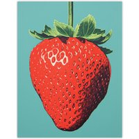 Wee Blue Coo Wall Art Print Duotone Dessert Red Strawberry Living Room | Size: W24" x H32"