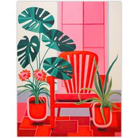 Wee Blue Coo Wall Art Print Hothouse Flowers Bright Red Pink Plants Living Room | Size: W24" x H32"