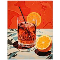 Wee Blue Coo Wall Art Print Negroni Nights Orange Cocktail Kitchen Living Room | Size: W24" x H32"