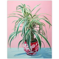 Wee Blue Coo Wall Art Print Spider Plant Lover Pink Green Blue Living Room | Size: W24" x H32"