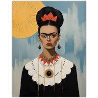 Wee Blue Coo Wall Art Print Trendy Mexican Artist Painted Portrait Living Room | Size: W24" x H32"