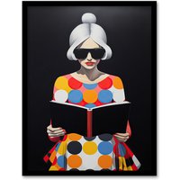 Wee Blue Coo Wall Art Print Creative Scholar Book Lovers Fun Bright Living Room Framed in Black | Size: A4