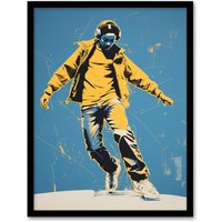 Wee Blue Coo Wall Art Print Dancing Through Life Yellow Blue Teen Living Room Framed | Size: A4