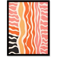 Wee Blue Coo Wall Art Print The Sand After The Sea 2 Abstract Waves Living Room Framed in Pink | Size: A4