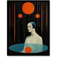 Wee Blue Coo Wall Art Print Transcendental Meditation Black Orange Living Room Framed | Size: A4