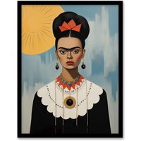 Wee Blue Coo Wall Art Print Trendy Mexican Artist Painted Portrait Living Room Framed | Size: A4