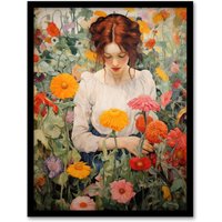 Wee Blue Coo Wall Art Print Wildflower Wander Autumnal Floral Multi Living Room Framed | Size: A4