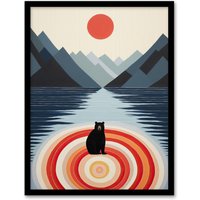 Wee Blue Coo Wall Art Print Bear Lake Calm Kids Room Fun Red Blue Living Room Framed | Size: W12" x H16"