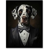 Wee Blue Coo Wall Art Print Dalmatian Dinner Jacket Portrait Dog Living Room Framed in Black | Size: W12" x H16"