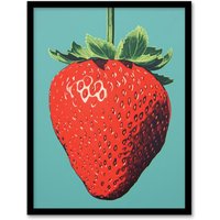 Wee Blue Coo Wall Art Print Duotone Dessert Red Strawberry Living Room Framed | Size: W12" x H16"