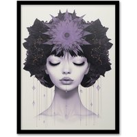 Wee Blue Coo Wall Art Print Love In Lavender Lilac Portrait Meditate Living Room Framed in Purple | Size: W12" x H16"