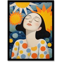 Wee Blue Coo Wall Art Print Sunworshipper Bright Surreal Yellow Blue Living Room Framed | Size: W12" x H16"