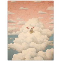 Wee Blue Coo Wall Art Print Head In The Clouds Sheep Fun Blue Pink Living Room | Size: W12" x H16"