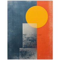 Wee Blue Coo Wall Art Print Mustard On Steel Abstract Textured Style Living Room | Size: W12" x H16"