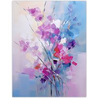 Artery8 Wall Art Print Abstract Wildflower Bouquet Painting Purple Blue Pink Floral Art Poster | Size: W18" x H24"
